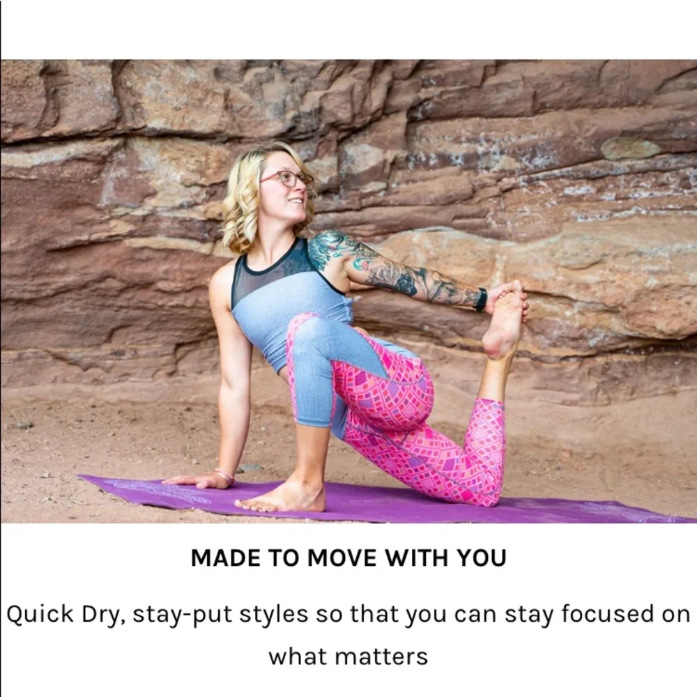 NEW! $78 SCOUT DESIGNS Size MEDIUM Black Leggings Green Geometric Dots Stripes - Picture 6 of 13